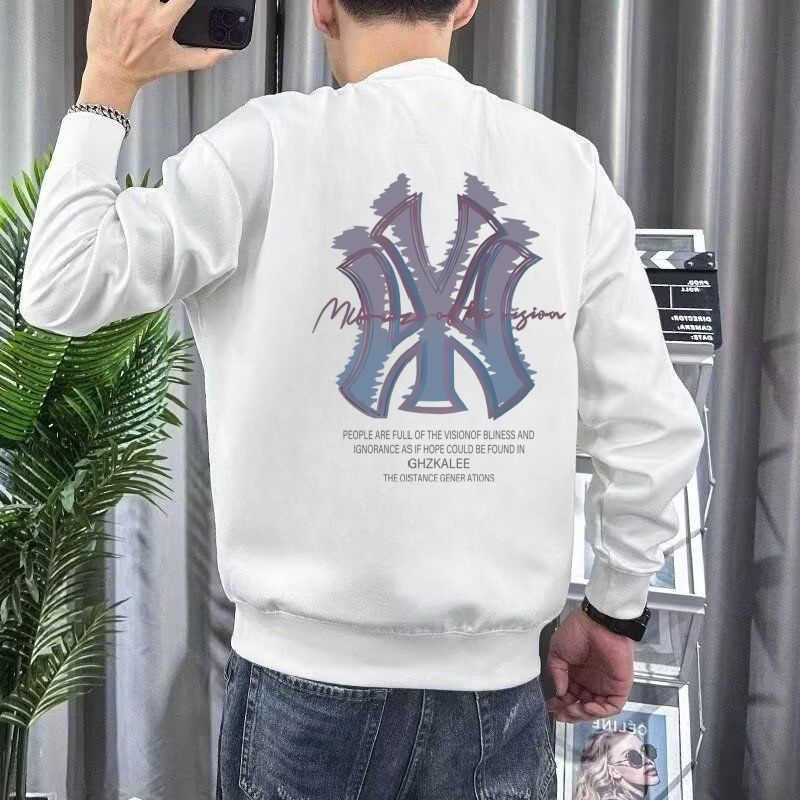 潮牌重磅套头卫衣男士秋冬宽松圆领加绒加厚男款印花痞帅外套男装