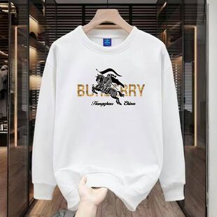 战马长袖卫衣男士秋冬新款宽松时尚潮流字母圆领运动休闲加绒上衣