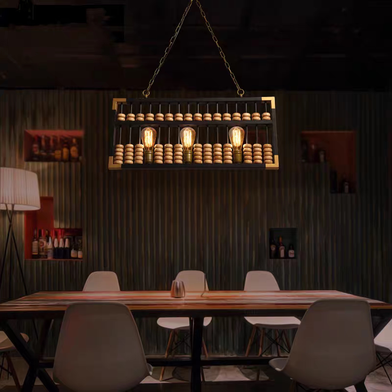 美式个性复古餐厅火锅烧烤店酒吧收银台算盘吊灯loft工业风装饰灯