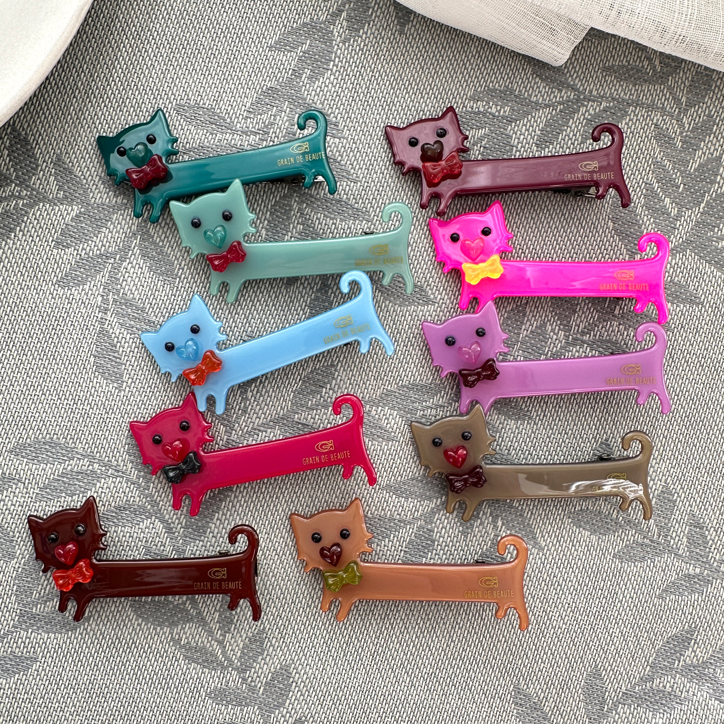 韩国AZNAVOUR/GRAIN de BEAUTE猫咪发夹边夹一字夹刘海夹鸭嘴夹