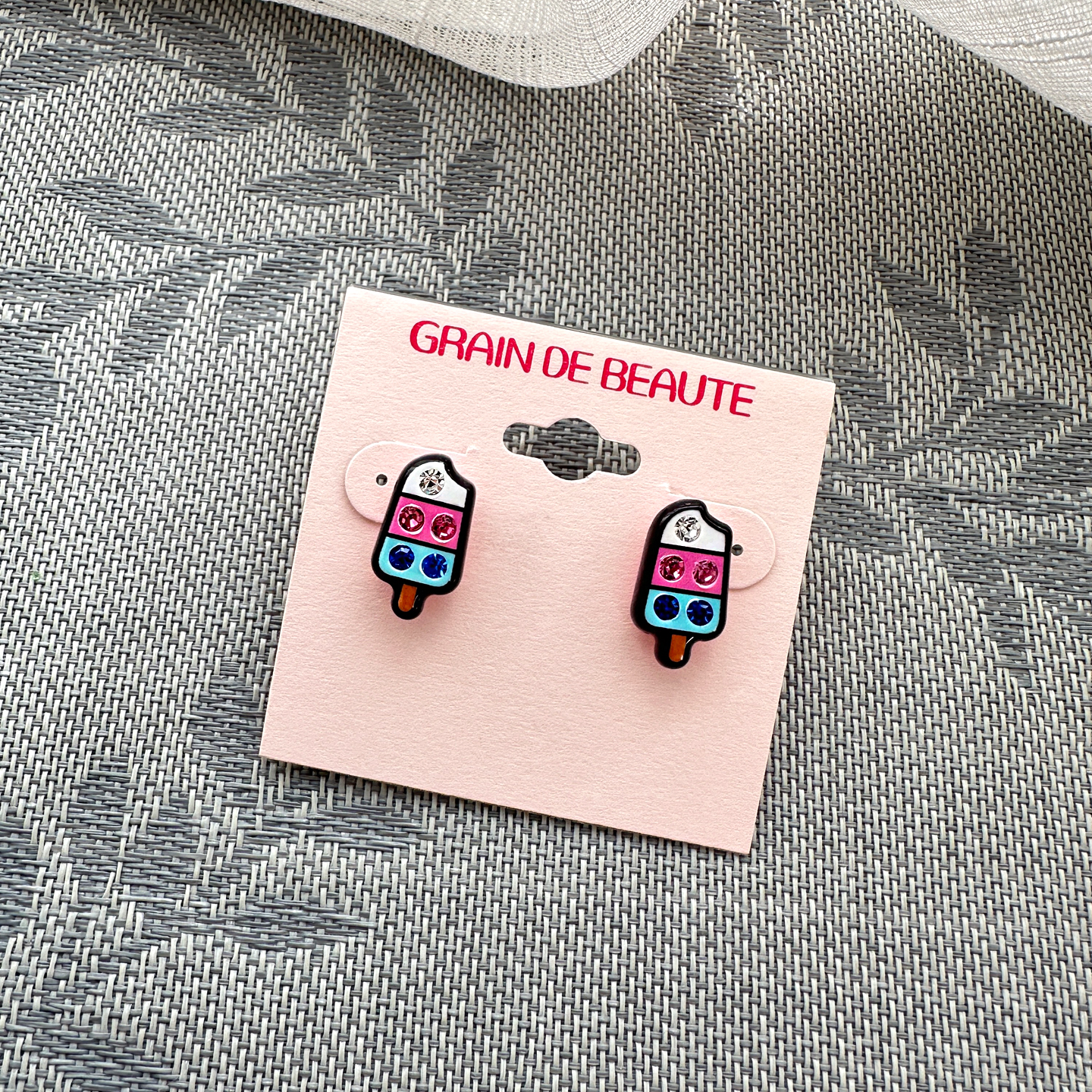 韩国AZNAVOUR/GRAIN de BEAUTE 可爱简约 冰淇淋耳钉耳环耳饰