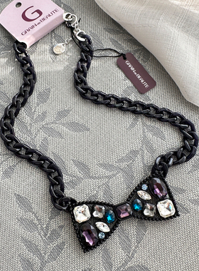 韩国AZNAVOUR/GRAIN de BEAUTE 百搭蝴蝶结项链毛衣链女