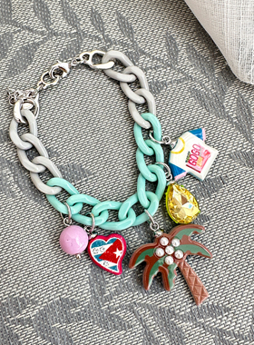 韩国AZNAVOUR/GRAIN de BEAUTE 百搭椰树爱心手链女