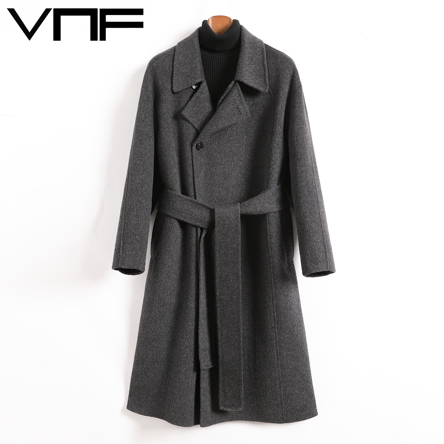 青年时尚设计款双面羊毛大衣外套