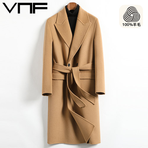 中长款纯羊毛时尚腰带双面呢大衣