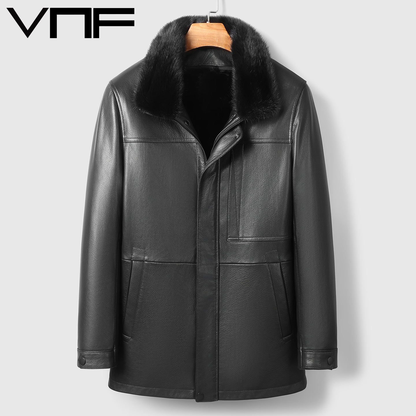 水貂内胆皮毛一体男真皮貂皮大衣