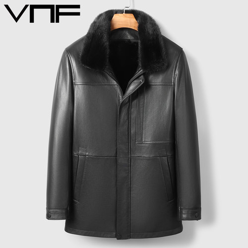 水貂内胆皮毛一体男真皮貂皮大衣
