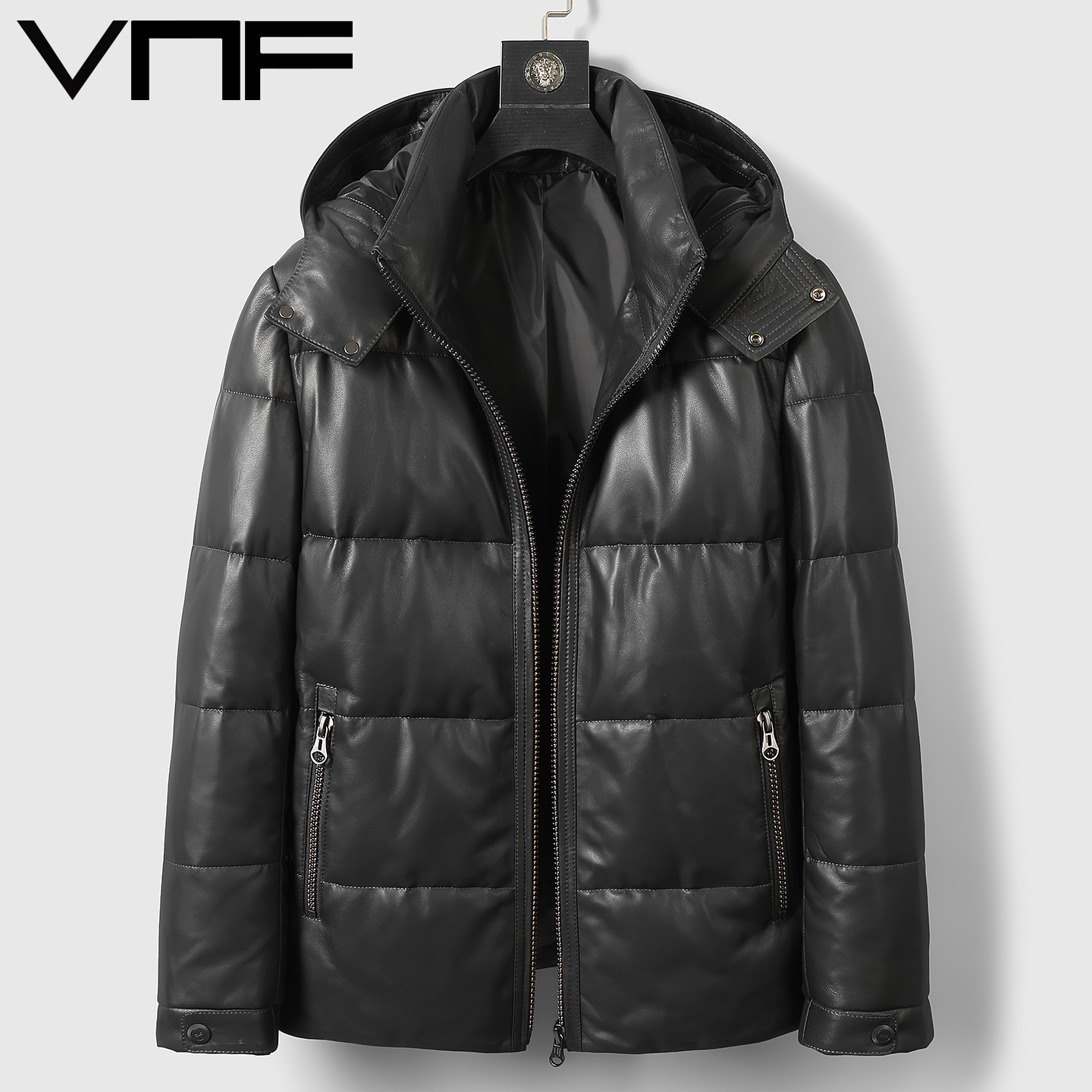 可脱卸男士短款真皮羽绒服皮衣厚