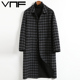 新款 双面呢大衣男时尚 潮流格纹羊毛大衣非羊绒宽松呢子风衣外套冬