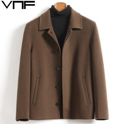 男士短款翻领纯羊毛毛呢夹克外套