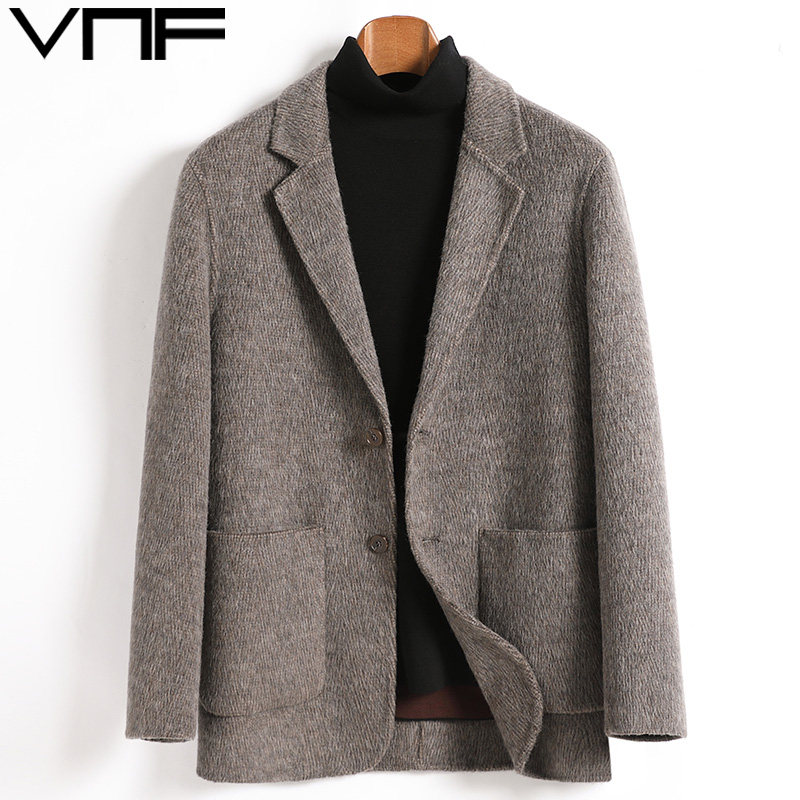 双面呢羊毛西服男士秋冬新款非羊绒休闲短款羊毛呢小西装外套潮