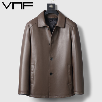 男士中长款绵羊皮真皮羽绒服皮衣