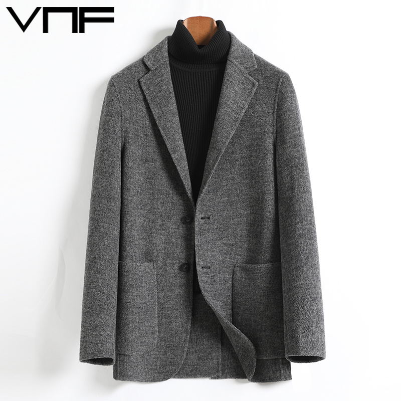 绵羊毛商务休闲双面呢西服外套男