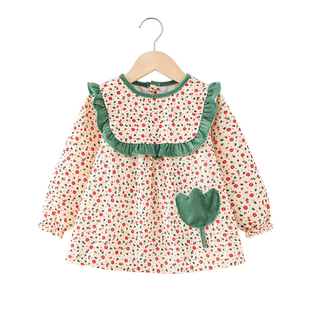 儿童罩衣宝宝吃饭围兜防水防脏饭兜灯芯绒围裙秋冬洋气女童反穿衣