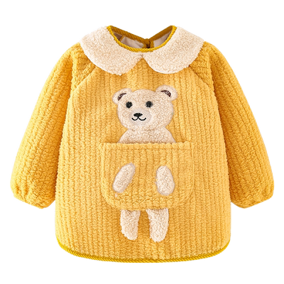 儿童加绒罩衣秋冬防水防脏围兜