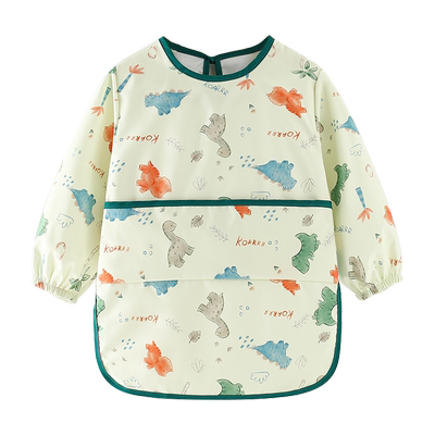 儿童吃饭围兜长袖全身防水防脏加长款男女幼儿园宝宝反穿罩衣围裙