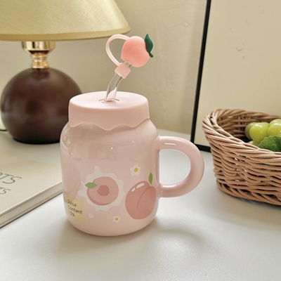 陶瓷马克杯吸管杯高颜值