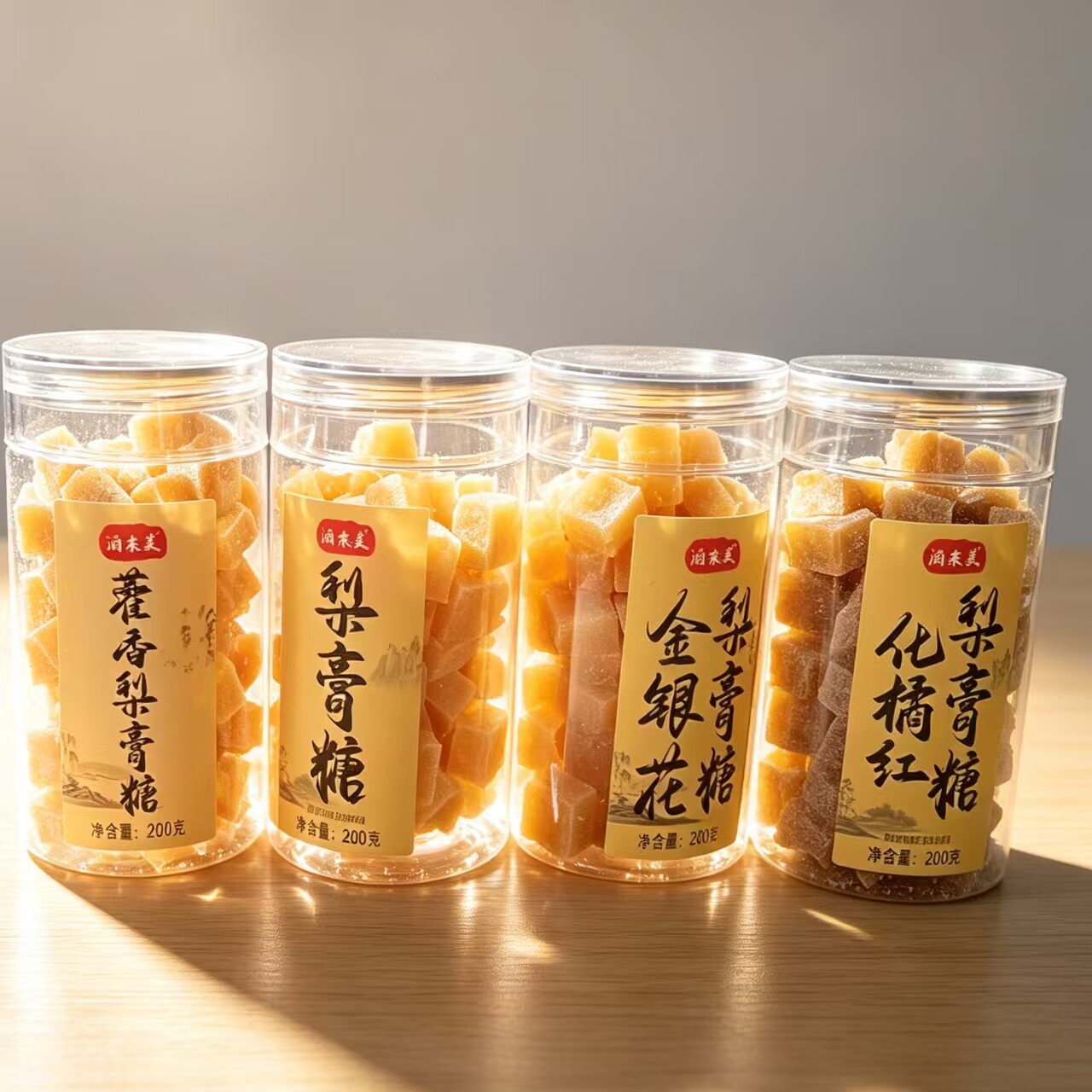 200克瓶装梨膏糖金银花梨膏糖藿香雪梨薄荷味润喉清凉糖块怀旧零