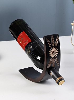 实木红酒架摆件创意酒瓶架现代简约葡萄酒架客厅T酒柜摆设装饰品