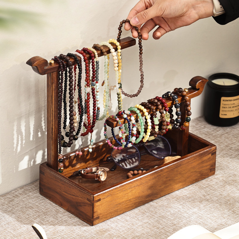 手串首饰实木展示架时尚手链文玩饰品陈列收纳盒佛珠钥匙项链挂架
