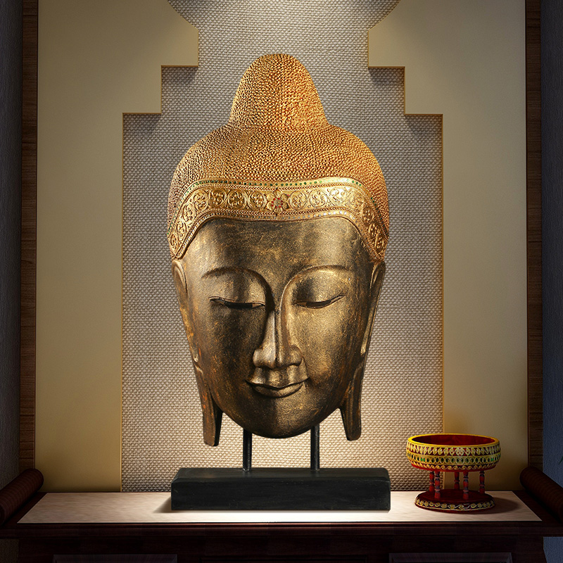异丽泰国工艺品会所客厅木雕东南亚风格释迦牟尼佛摆件禅意装饰