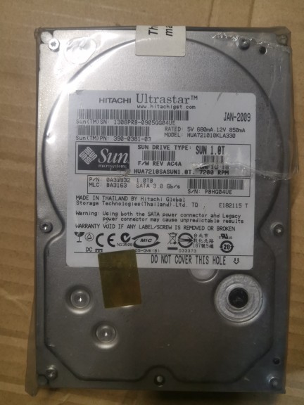 SUN硬盘 HUA7210SASUN1.0T 390-0381-03 7200转 SATA