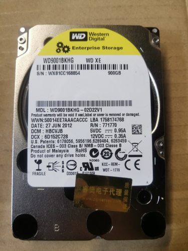 原装 WD 900G SAS 10K 企业级 硬盘 WD9001BKHG-02D22V1 2.5寸