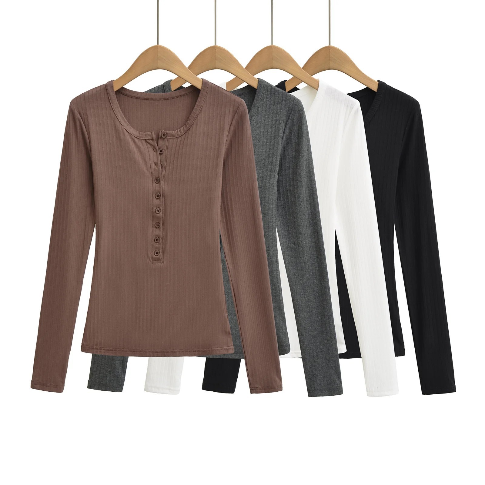 性感亨利领长袖上衣秋冬新款