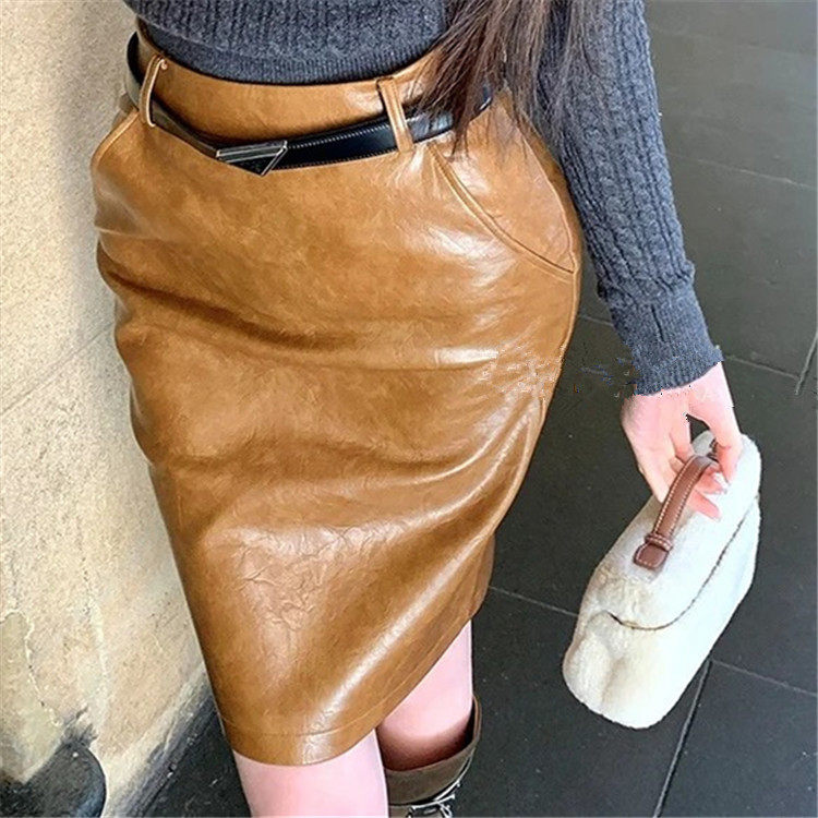 美式复古PU皮裙半身裙女包臀开叉高腰a字皮裙子辣妹短裙2025秋冬,女装/女士精品,半身裙,淘宝优惠券,粉丝福利购,淘宝优惠卷