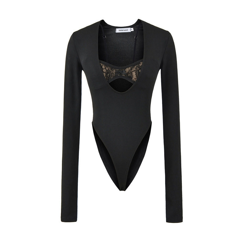 诱惑辣妹大v领长袖连体衣女蕾丝文胸内搭紧身性感高开叉连档上衣,女装/女士精品,连体衣/裤,淘宝优惠券,粉丝福利购,淘宝优惠卷