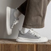 春季 2025新款 潮牌百搭休闲黑色帆布鞋 男鞋 青少年运动厚底增高板鞋