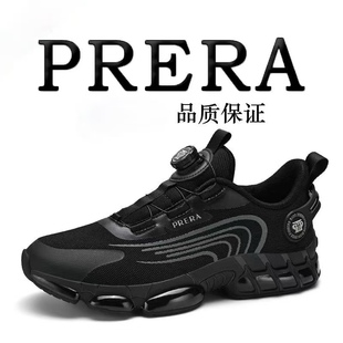 PRERA普锐达男鞋2025夏季旋钮扣网面透气减震气垫跑鞋男士运动鞋