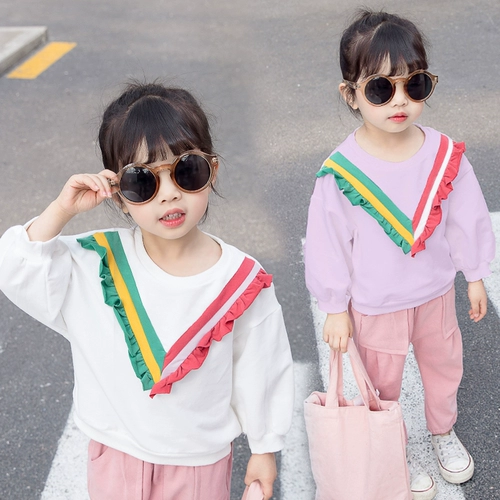 Белый приятный телу детский тонкий лонгслив для девочек, осенний, в западном стиле