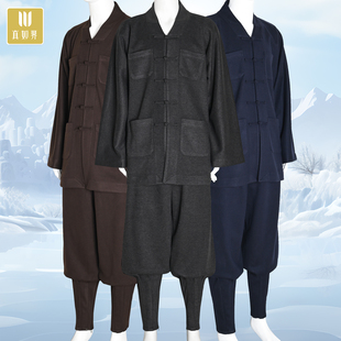 真如界真如界僧服套装 男女盘扣短褂免绑腿加绒加厚保暖免绑腿服装