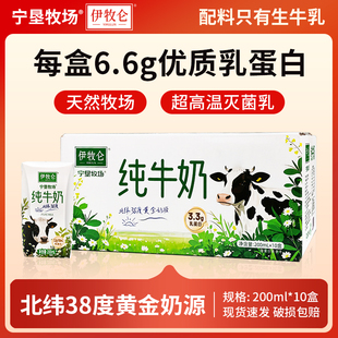 箱 10盒 每盒6.6g蛋白纯牛奶200ml 营养早餐纯牛奶 宁夏农垦
