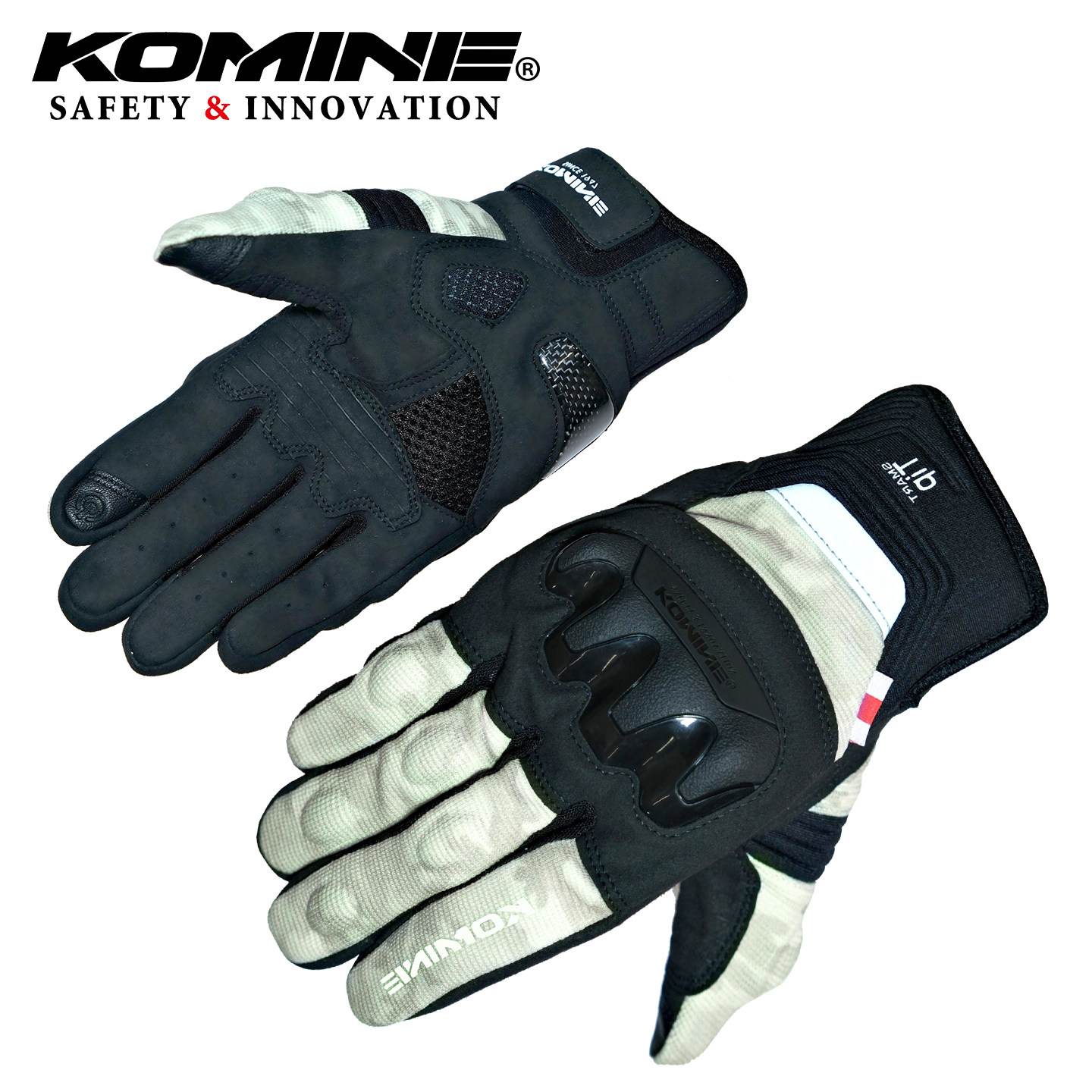 KOMINE夏季摩托车手套薄款碳纤维关节防护骑士减震手套触屏GK-220