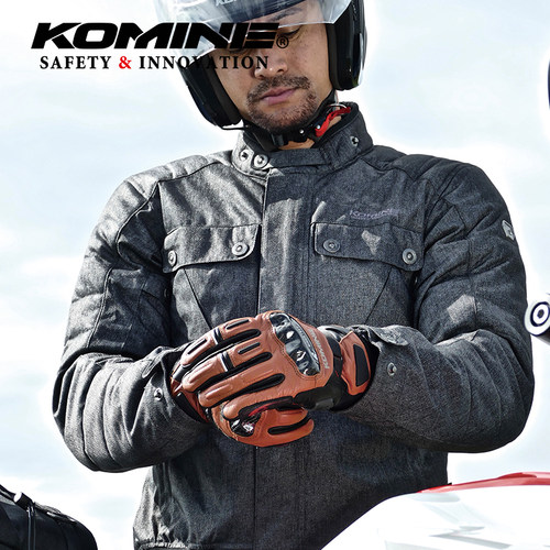 KOMINE秋冬高防护性羊皮骑士手套