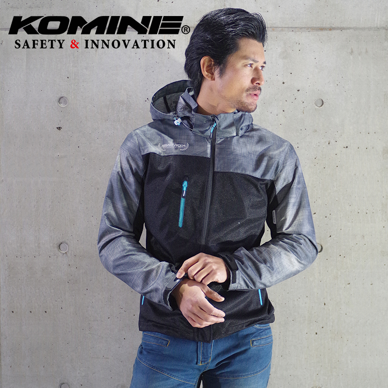 KOMINE夏季连帽休闲摩托车骑行服男女防摔透气网眼拼接夹克JK-114