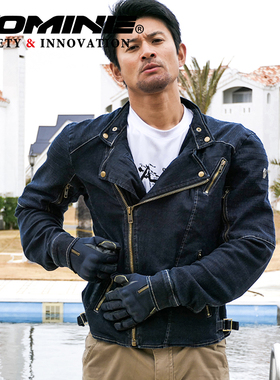 KOMINE春秋高性能偏襟CE2防摔摩托车骑行牛仔服机车夹克JK-154