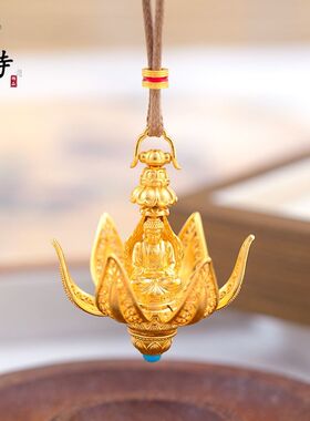 新品久不掉色花开见佛像沙金吊坠莲花可开合新中式百搭项链吊坠女