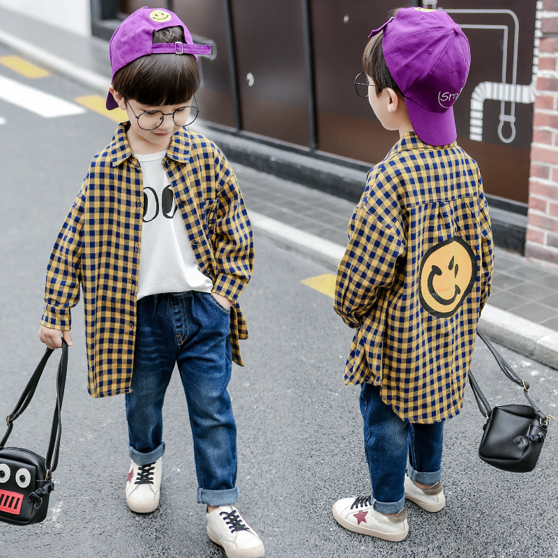 children lattice shirt Boy 2019 new pattern spring and autumn Korean Edition pure cotton Sunscreen Mid length version handsome baby shirtin the Children/Baby/Family fitted , Shirt  category - from Buy2taobao.com to provide professional Taobao agent buy service
