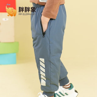 胖胖象儿童拉链口袋羽绒裤男童女童加厚宝宝中大童外穿工装裤子