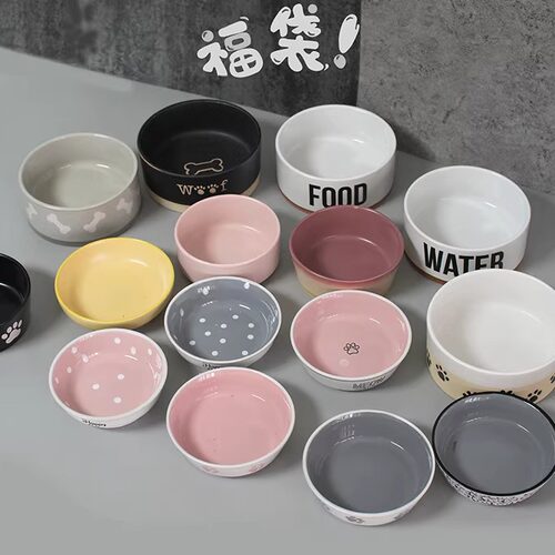 福袋瑕疵宠物陶瓷碗中型狗粮碗底部防滑猫咪饮水碗狗零食盘饮水盘