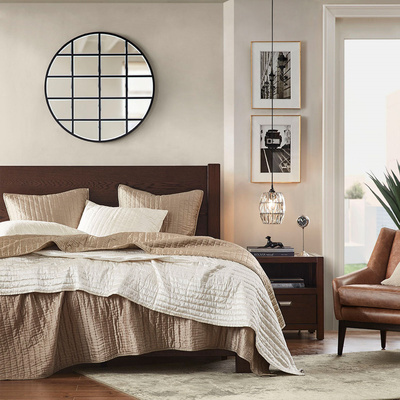 Harbor美式轻复古实木床现代简约乡村风主卧双人床实木大床床头柜