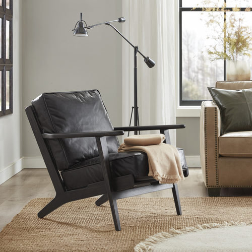 harbor美式真皮客厅现代轻奢单人位头层牛皮沙发美式休闲椅house