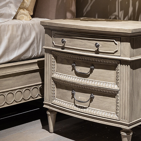 美式家具美式欧式乡村卧房实木床头柜大理石床边柜台灯柜高端定制