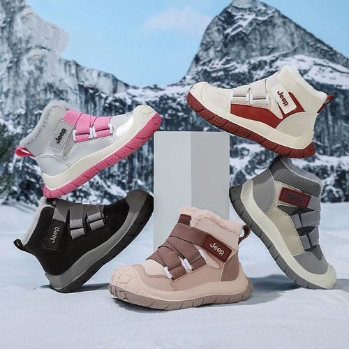 吉~朴女童冬鞋2025新款冬季加绒保暖儿童雪地靴防滑抗寒中筒棉鞋