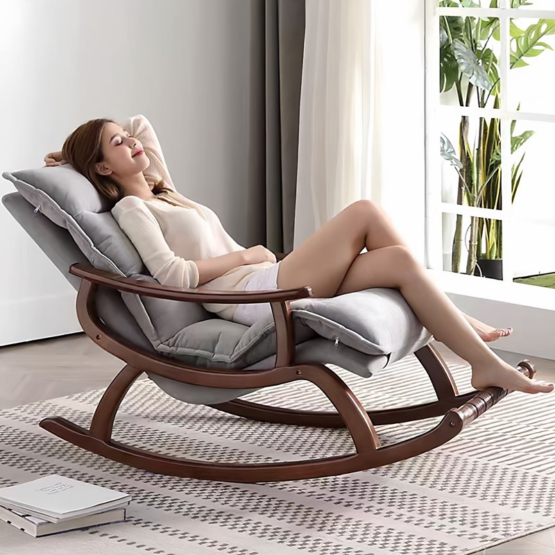 实木摇椅家用成人摇摇椅北欧懒人逍遥椅老人休闲沙发午睡阳台躺椅