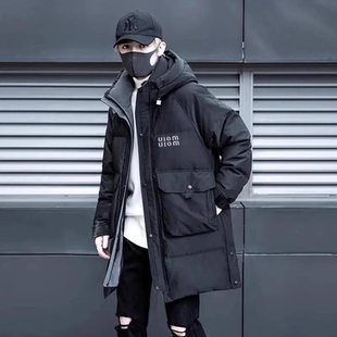 2025青年中长款派克羽绒服男士加厚冬季宽松潮牌青少年白鸭绒外套