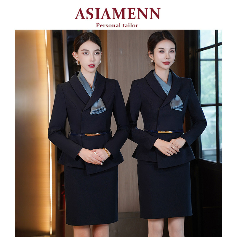 秋冬西装外套女设计感工作服气质修身美容院酒店前台接待职业套装